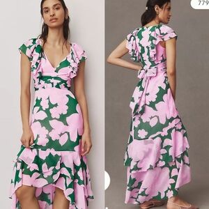 New!Hutch Chiffon-Short -Sleeve Maxi Dress